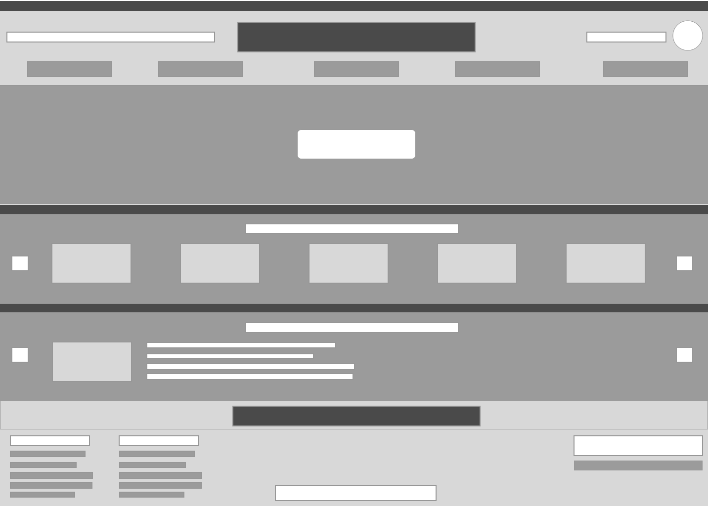 Block wireframe for the homepage